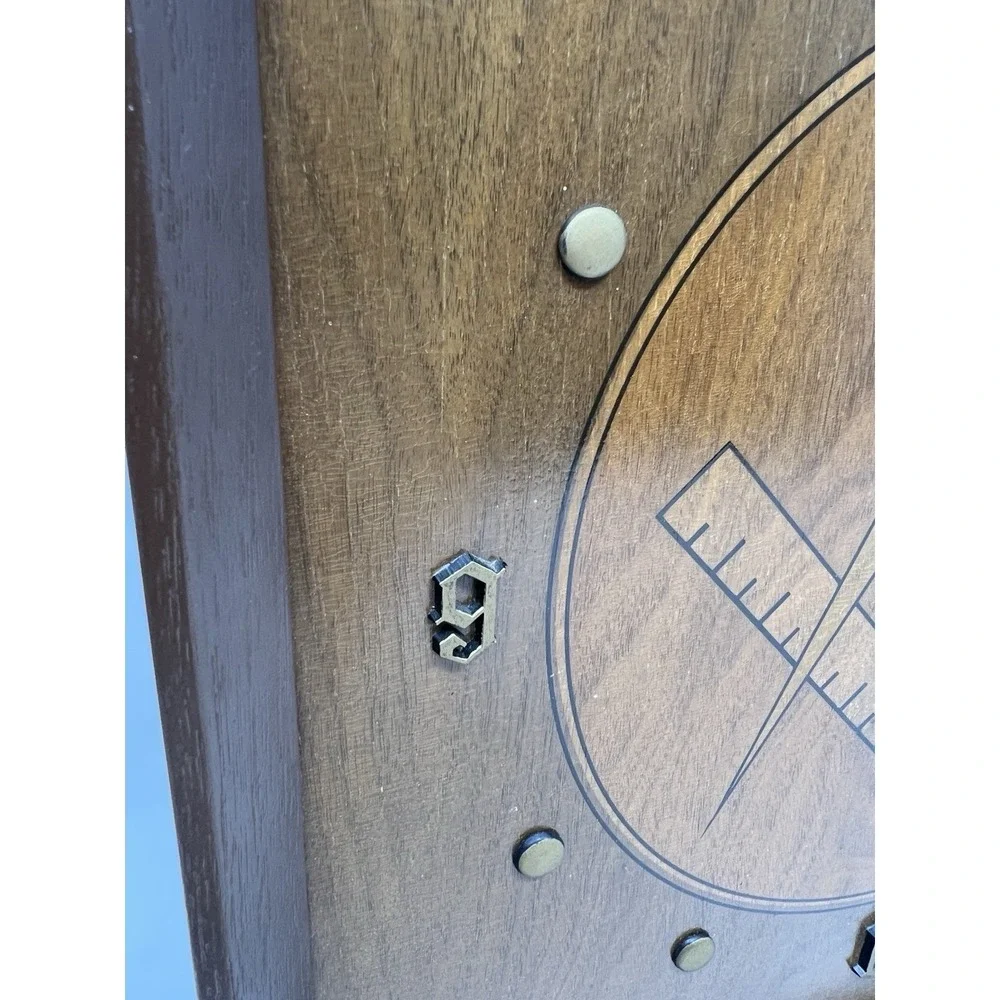Handcrafted Vintage Mid Century Modern Freemason Wooden Wall Clock